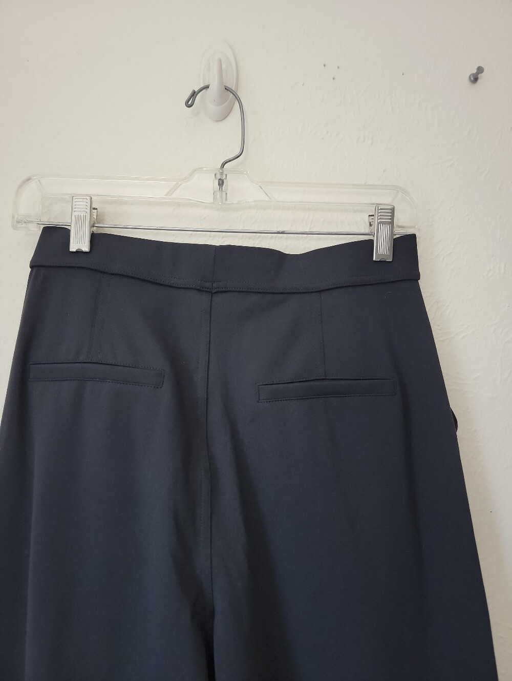 HALARA Black Wide-Leg Trousers with Belt Loops Career Pockets Pleated Sz SP - Picture 9 of 10